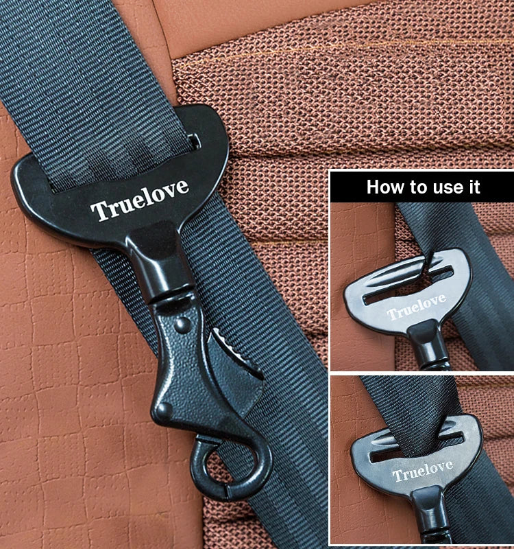 Lightweight Aluminium Alloy Pet Car Seat Belt with Safety Buckle - Compatible with Collars & Harnesses