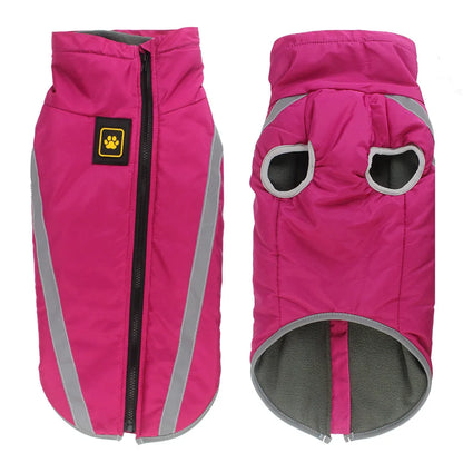 Stylish and Warm Waterproof Winter Jacket for Large Dogs - Featuring Cozy Fleece Lining and Safety Reflective Design