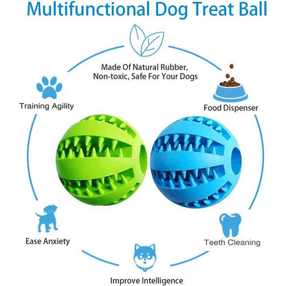 Interactive Rubber Dog and Cat Chew Ball - Dental Cleaning & Treat Dispenser