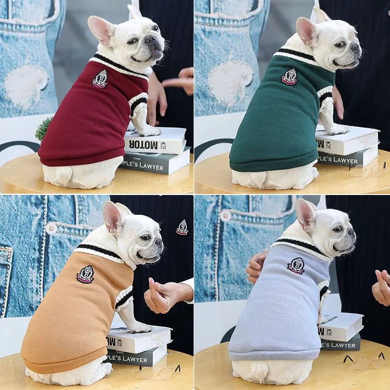 Cozy College-Style Sweater: Warm Dog and Cat Clothes for Small & Medium Breeds - Perfect for Chihuahuas, French Bulldogs, Yorkies, and More! 🐾