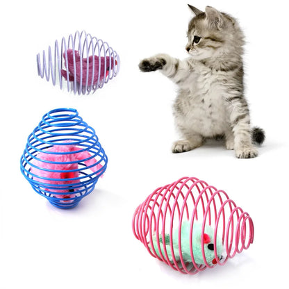 Interactive Stretchable Cat Toy Balls with Funny Spring Rats | Engaging Pet Accessories for Kittens | Random Colours