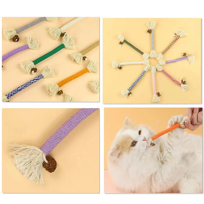 Hand-Knitted Cat Chew Toys with Silvervine: Molar Cotton Rope Teaser for Playful Kittens