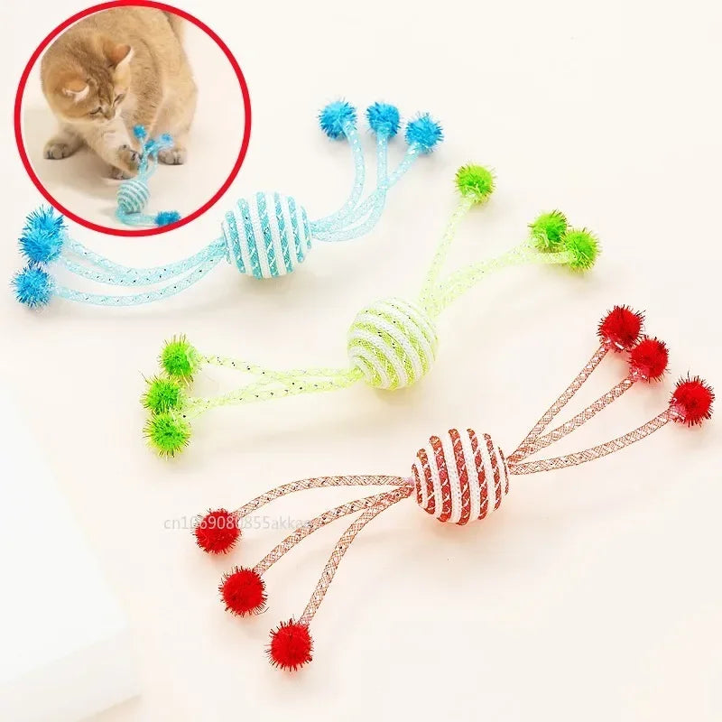 Interactive Cat and Dog Toy: Self-Playing Teaser with Bite-Resistant Wool Ball and Rope