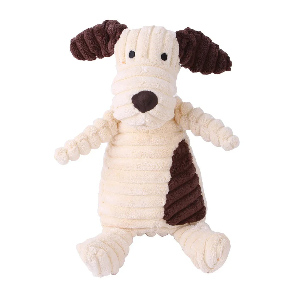 Durable Corduroy Plush Dog Toy – Bite-Resistant, Squeaky Animal Shapes for Small and Large Dogs - Ideal for Training and Play