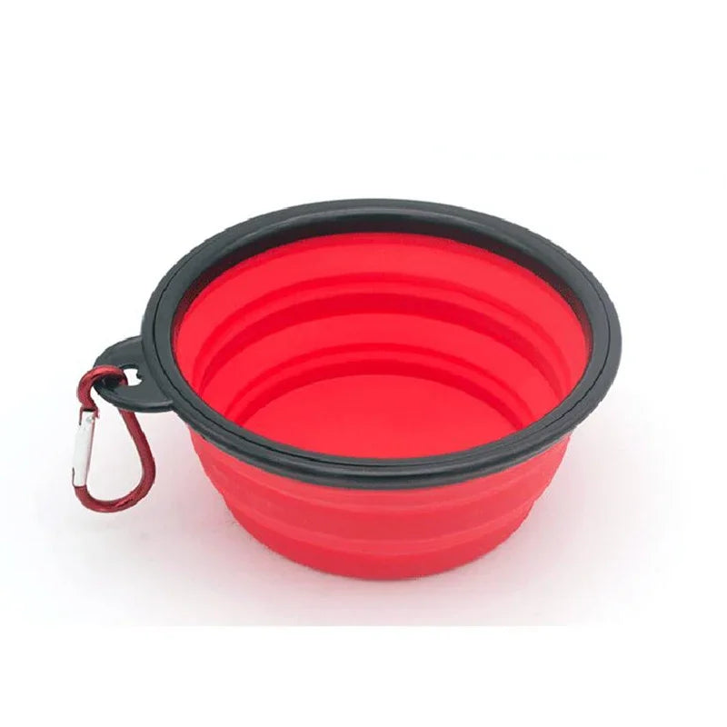 Portable Silicone Pet Feeder Bowl with Carabiner | Foldable Travel Dish for Dogs & Cats | Ideal for Food & Water | Essential Pet Accessory