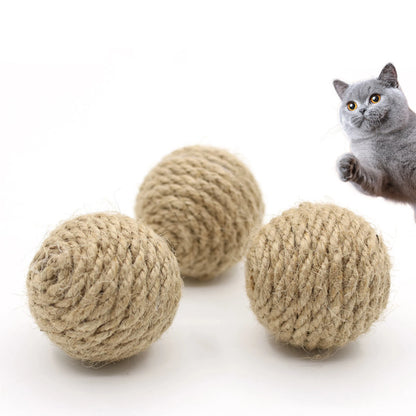 Interactive Hemp Rope Cat Ball: Hand-Woven Sound Toy for Engaging Play