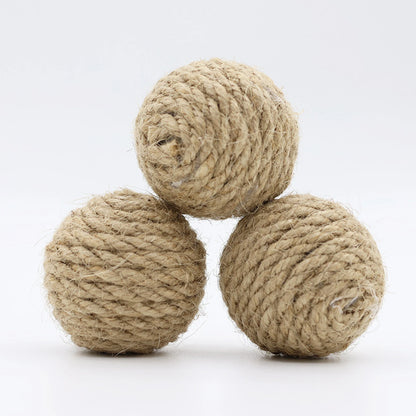 Interactive Hemp Rope Cat Ball: Hand-Woven Sound Toy for Engaging Play