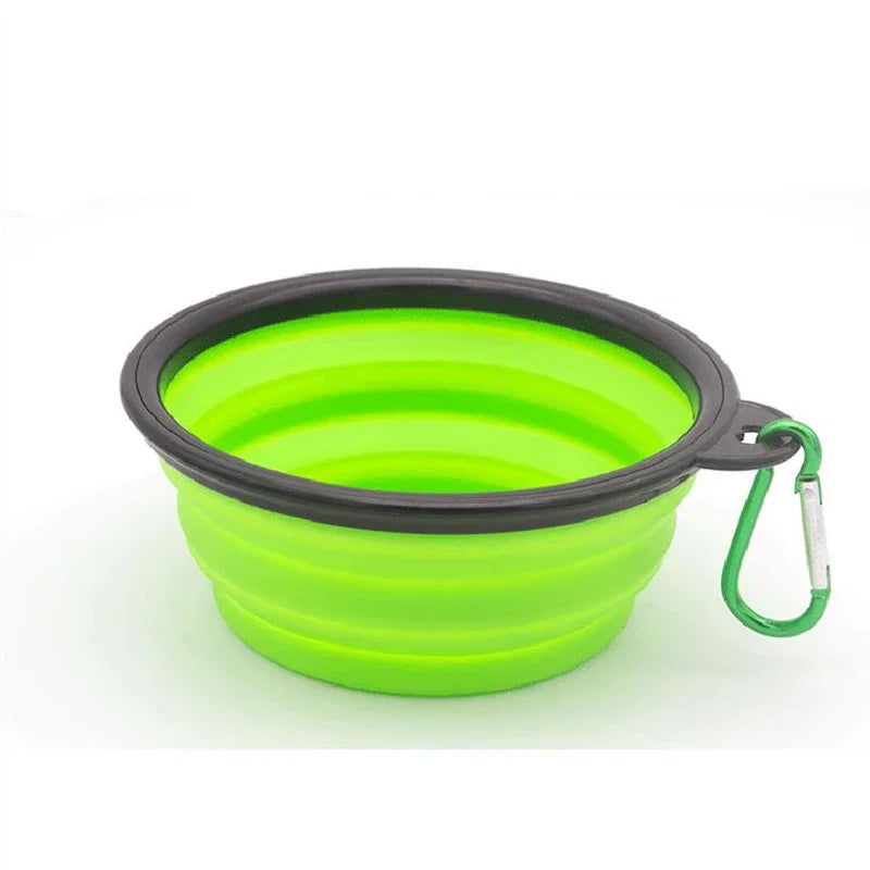 Portable Silicone Pet Feeder Bowl with Carabiner | Foldable Travel Dish for Dogs & Cats | Ideal for Food & Water | Essential Pet Accessory