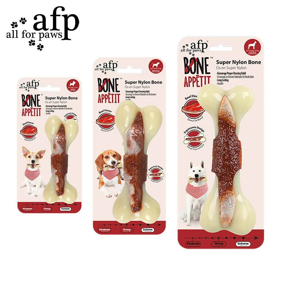 All For Paws Indestructible Flavoured Nylon Chew Bone for Aggressive Chewers | Non-Toxic & Bite-Resistant Dog Toy