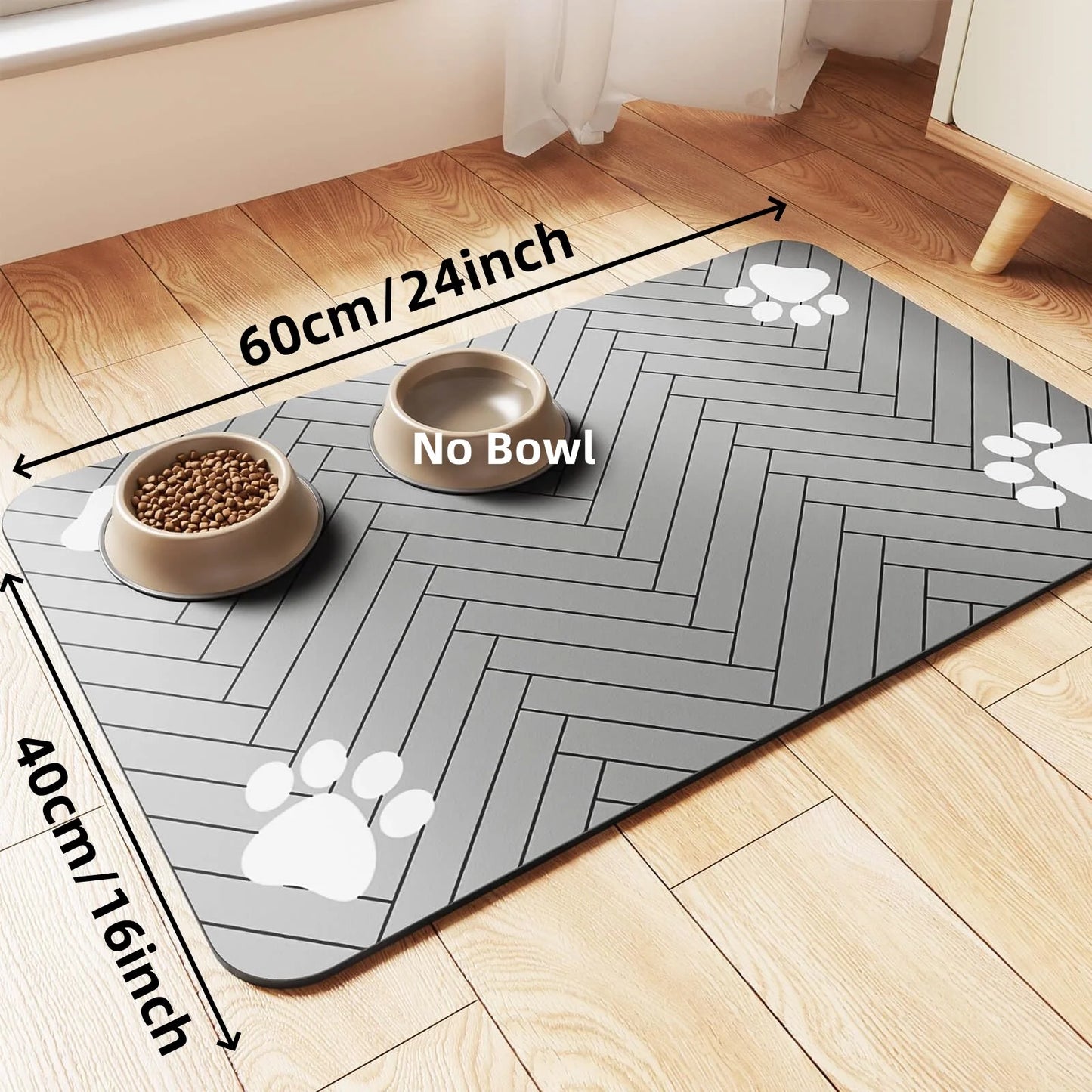 Absorbent Pet Feeding Mat with Waterproof Backing - Quick-Dry Food and Water Bowl Placemat for Dogs & Cats