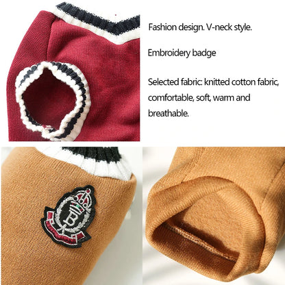 Cozy College-Style Sweater: Warm Dog and Cat Clothes for Small & Medium Breeds - Perfect for Chihuahuas, French Bulldogs, Yorkies, and More! 🐾