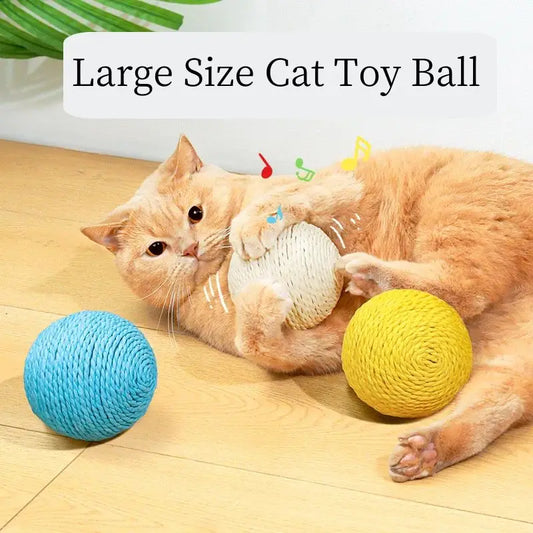 Large Interactive Cat Toy: Handmade Woven Chew and Scratch Ball for Kitty Fun