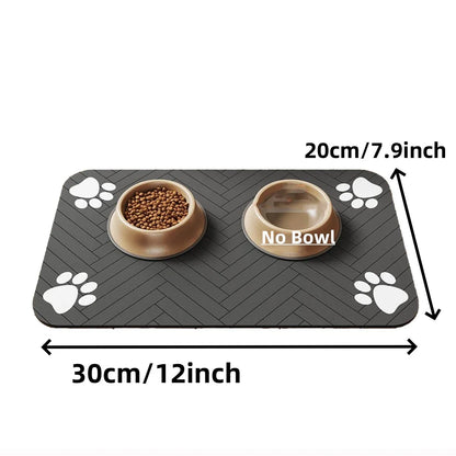 Absorbent Pet Feeding Mat with Waterproof Backing - Quick-Dry Food and Water Bowl Placemat for Dogs & Cats