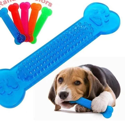 Durable Rubber Bone Chew Toy for Dogs - Perfect for Aggressive Chewers! Toothbrush Design for Puppy Dental Care & Essential Pet Accessories