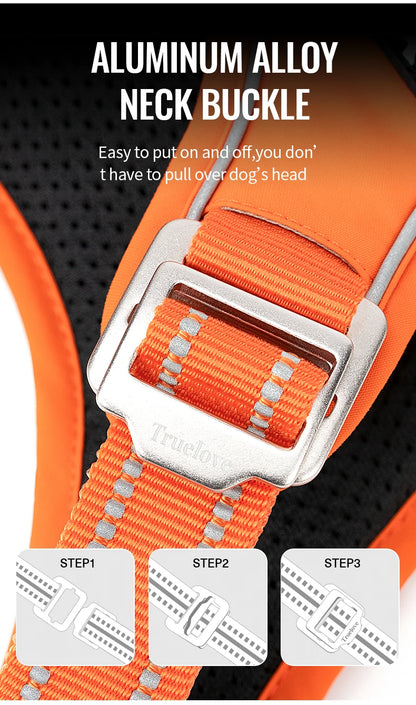 Effortless Control No-Pull Reflective Dog Harness - Adjustable & Comfortably Padded Nylon Design