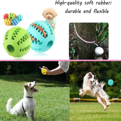 Interactive Rubber Dog and Cat Chew Ball - Dental Cleaning & Treat Dispenser