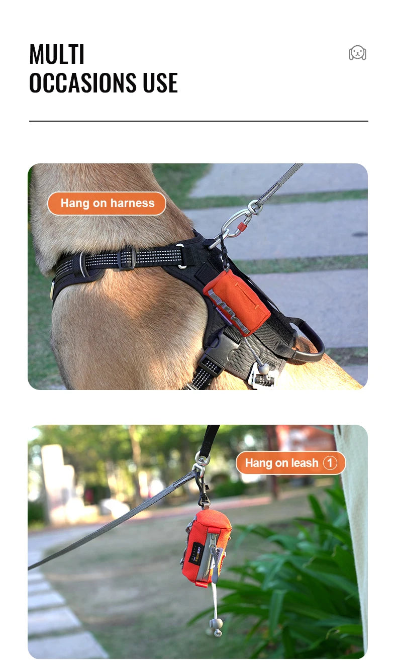 Adjustable Dog Poop Bag Holder with Carabiner - Fits All Dog Leashes