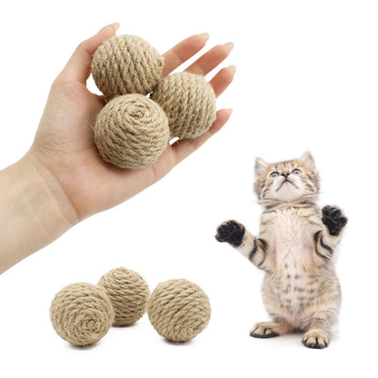 Interactive Hemp Rope Cat Ball: Hand-Woven Sound Toy for Engaging Play