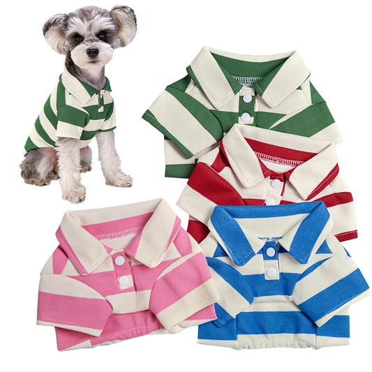 Stylish Summer Pet Polo Shirt for Dogs and Cats - Casual Clothing for Small to Large Breeds: Chihuahua, Pug, Yorkie & More