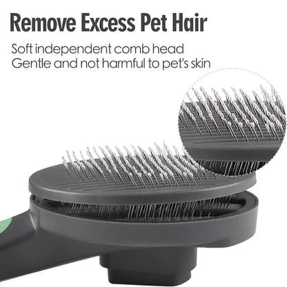 Dual-Action Grooming Brush for Dogs & Cats: Self-Cleaning Slicker with Massage Particles – Perfect for Long Haired Pets & Loose Fur