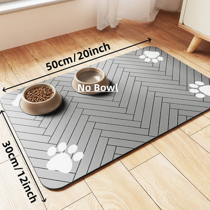 Absorbent Pet Feeding Mat with Waterproof Backing - Quick-Dry Food and Water Bowl Placemat for Dogs & Cats