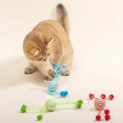 Interactive Cat and Dog Toy: Self-Playing Teaser with Bite-Resistant Wool Ball and Rope