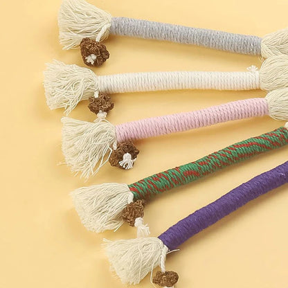 Hand-Knitted Cat Chew Toys with Silvervine: Molar Cotton Rope Teaser for Playful Kittens