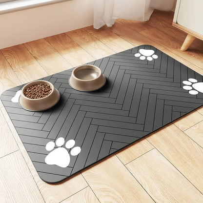 Absorbent Pet Feeding Mat with Waterproof Backing - Quick-Dry Food and Water Bowl Placemat for Dogs & Cats