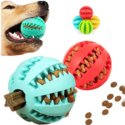 Interactive Rubber Dog and Cat Chew Ball - Dental Cleaning & Treat Dispenser