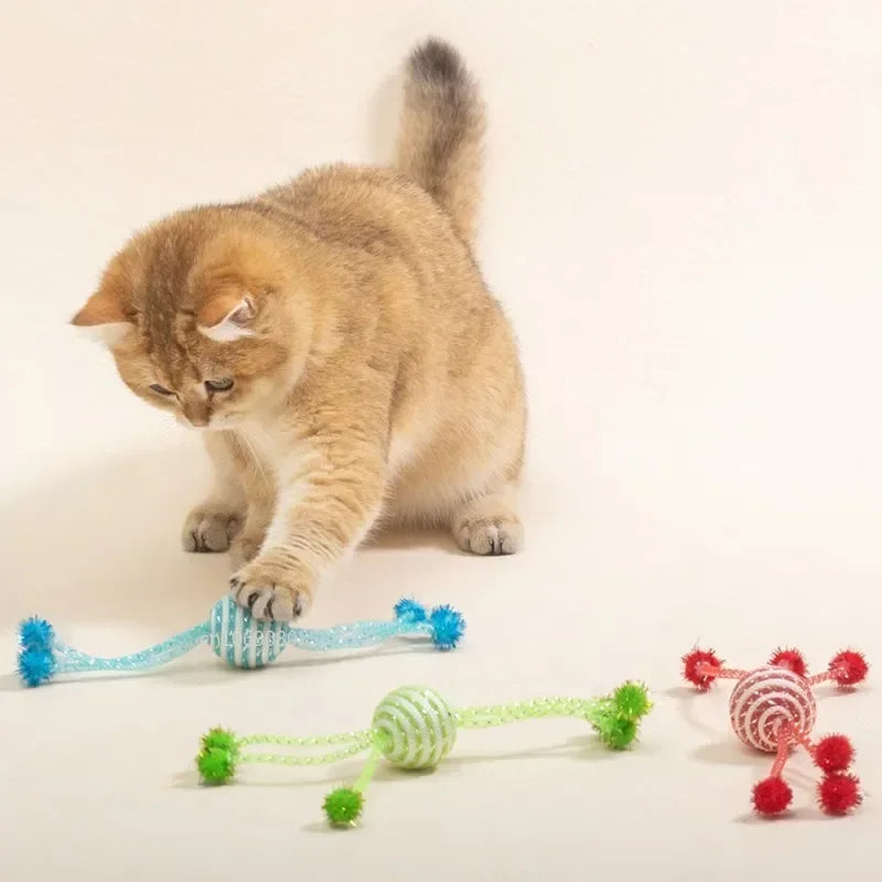 Interactive Cat and Dog Toy: Self-Playing Teaser with Bite-Resistant Wool Ball and Rope