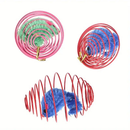 Interactive Stretchable Cat Toy Balls with Funny Spring Rats | Engaging Pet Accessories for Kittens | Random Colours