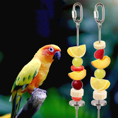 Stainless Steel Parrot & Bird Food Skewer: Multi-Use Cage Fruit and Meat Holder