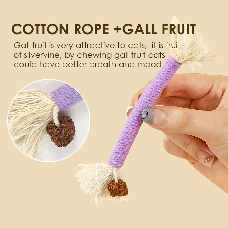 Hand-Knitted Cat Chew Toys with Silvervine: Molar Cotton Rope Teaser for Playful Kittens