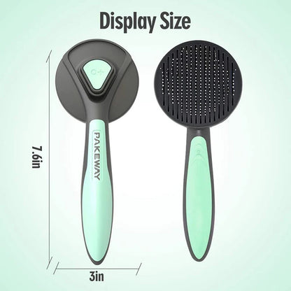 Dual-Action Grooming Brush for Dogs & Cats: Self-Cleaning Slicker with Massage Particles – Perfect for Long Haired Pets & Loose Fur