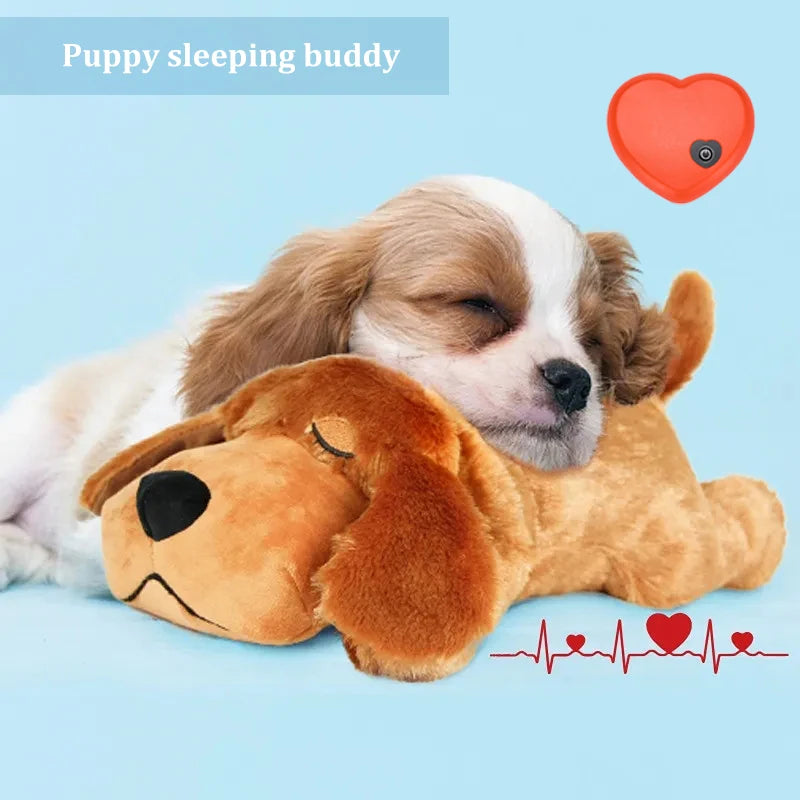 Plush Heartbeat Puppy Toy for Anxiety Relief and Behavioural Training - Durable Chew Toy and Sleep Aid for Pets