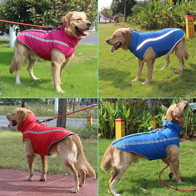 Stylish and Warm Waterproof Winter Jacket for Large Dogs - Featuring Cozy Fleece Lining and Safety Reflective Design