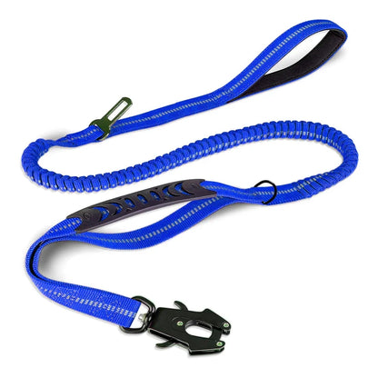 Reflective Shock Absorbing Heavy-Duty Bungee Dog Leash with Car Seatbelt Attachment – No Pull Design for Large Dogs