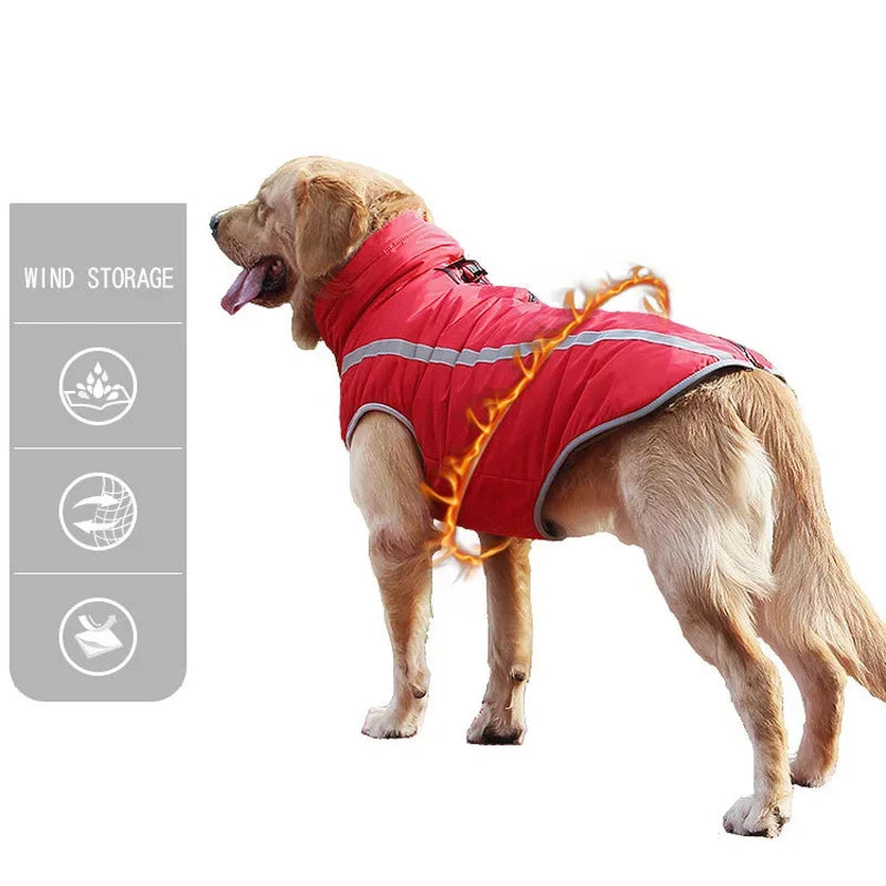 Stylish and Warm Waterproof Winter Jacket for Large Dogs - Featuring Cozy Fleece Lining and Safety Reflective Design